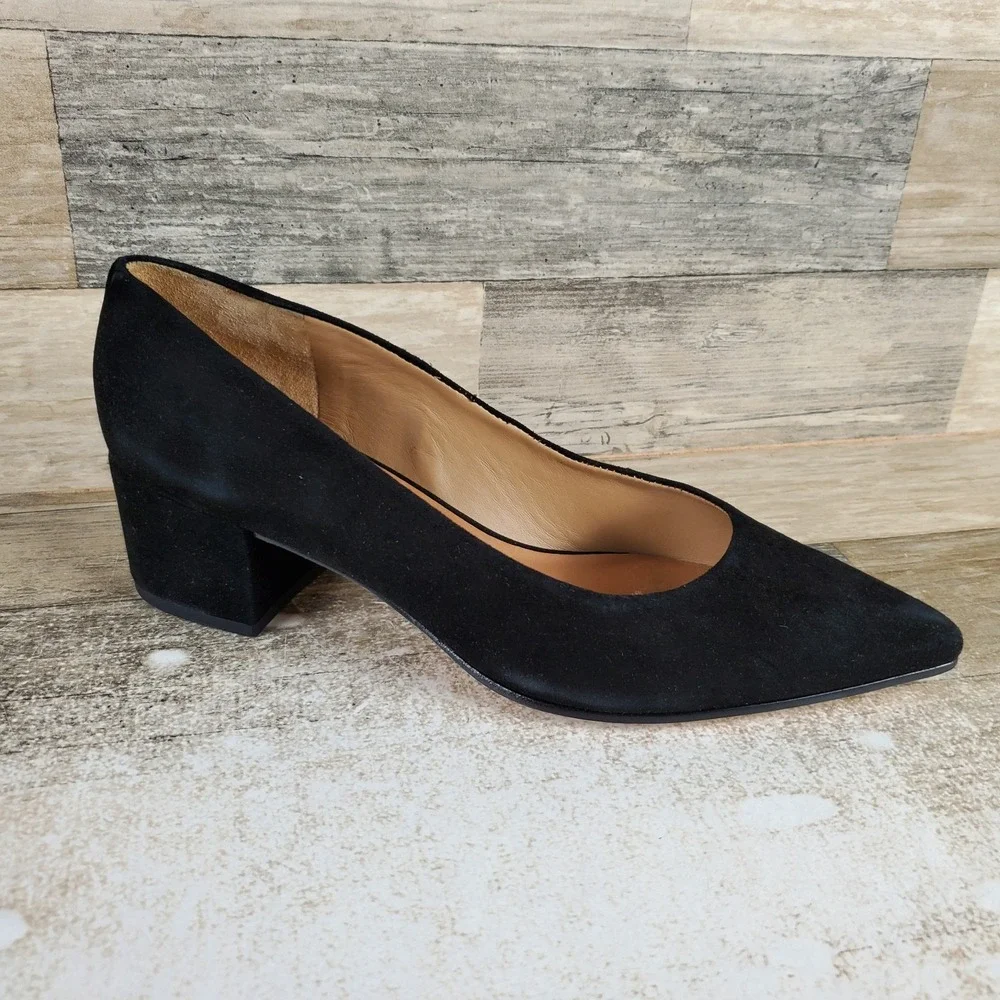 Bernardo Millie Womens Pumps Sz 8.5 M Black Suede Block Heel Pointed Toe